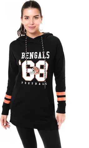 NFL Womens Soft French Terry Tunic Hoodie Pullover Sweatshirt|Cincinnati Bengals