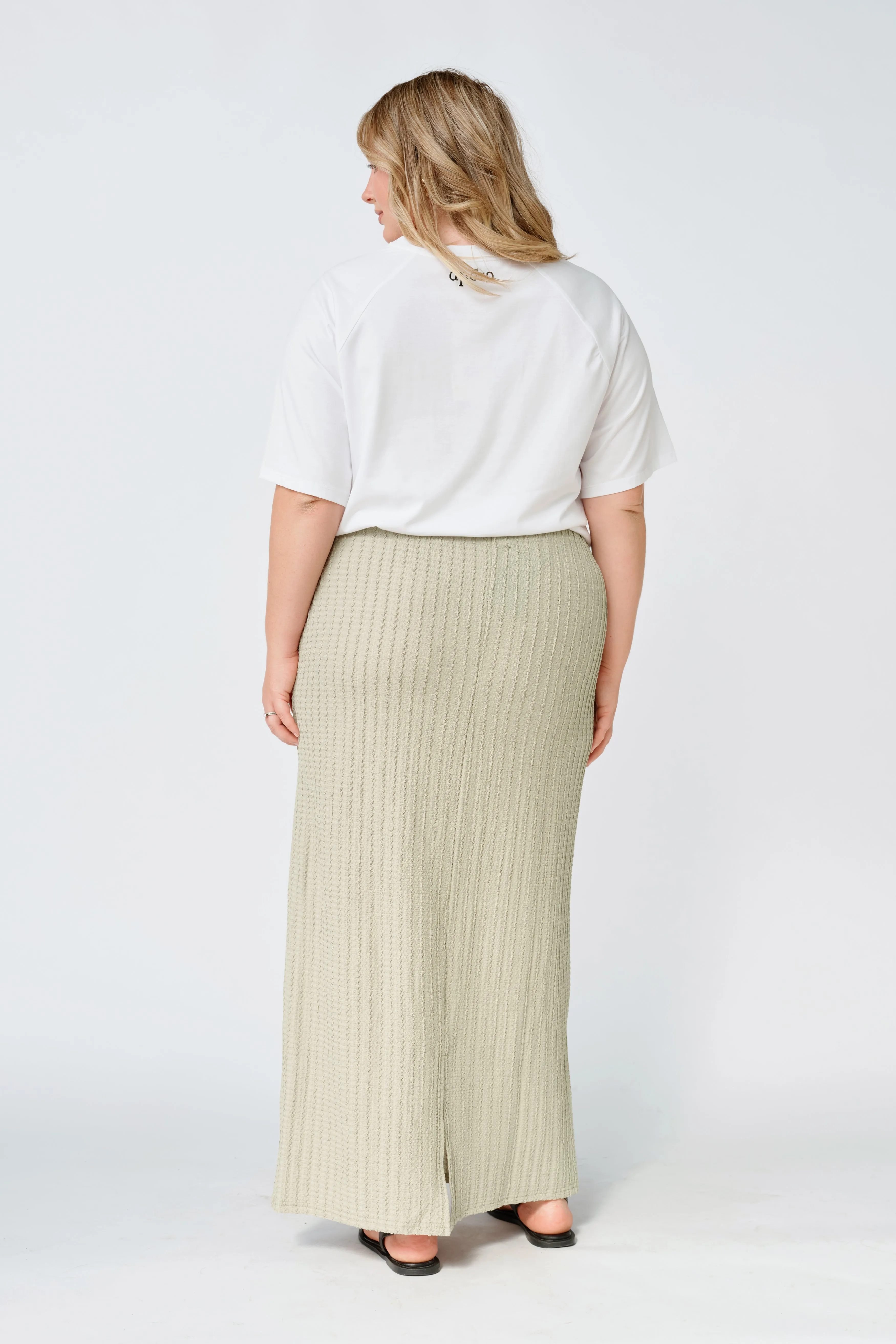 Noah Textured Midi Skirt - Sage