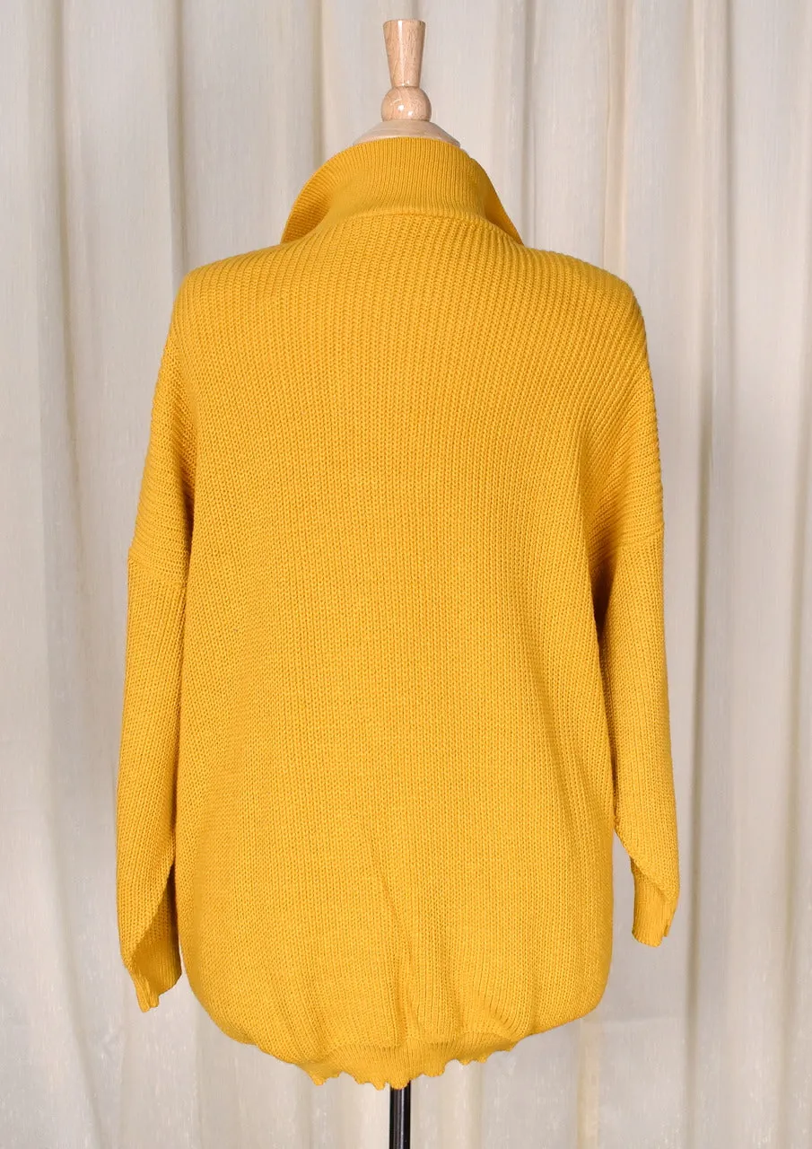 NWT 1990s Vintage Oversize Mustard Safety Pin Sweater Mini Dress