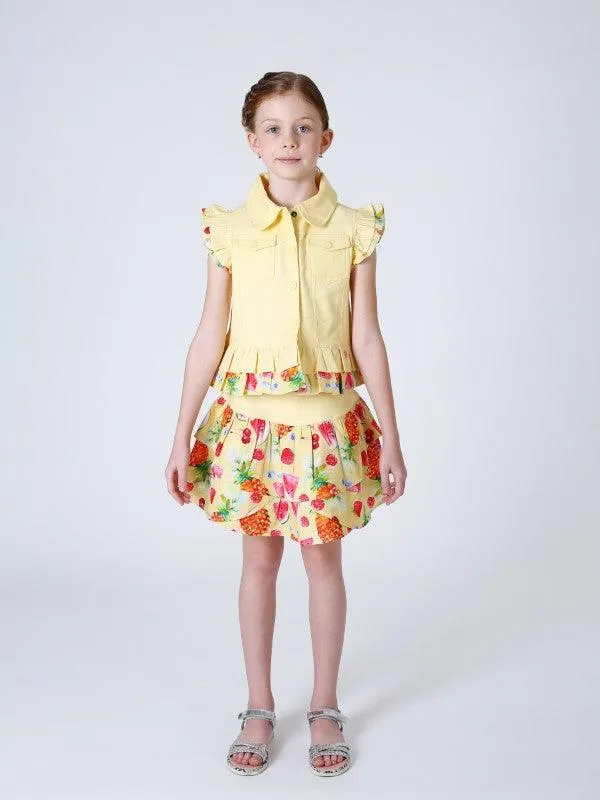 One Friday Girls Yellow Peplum Cotton Jacket