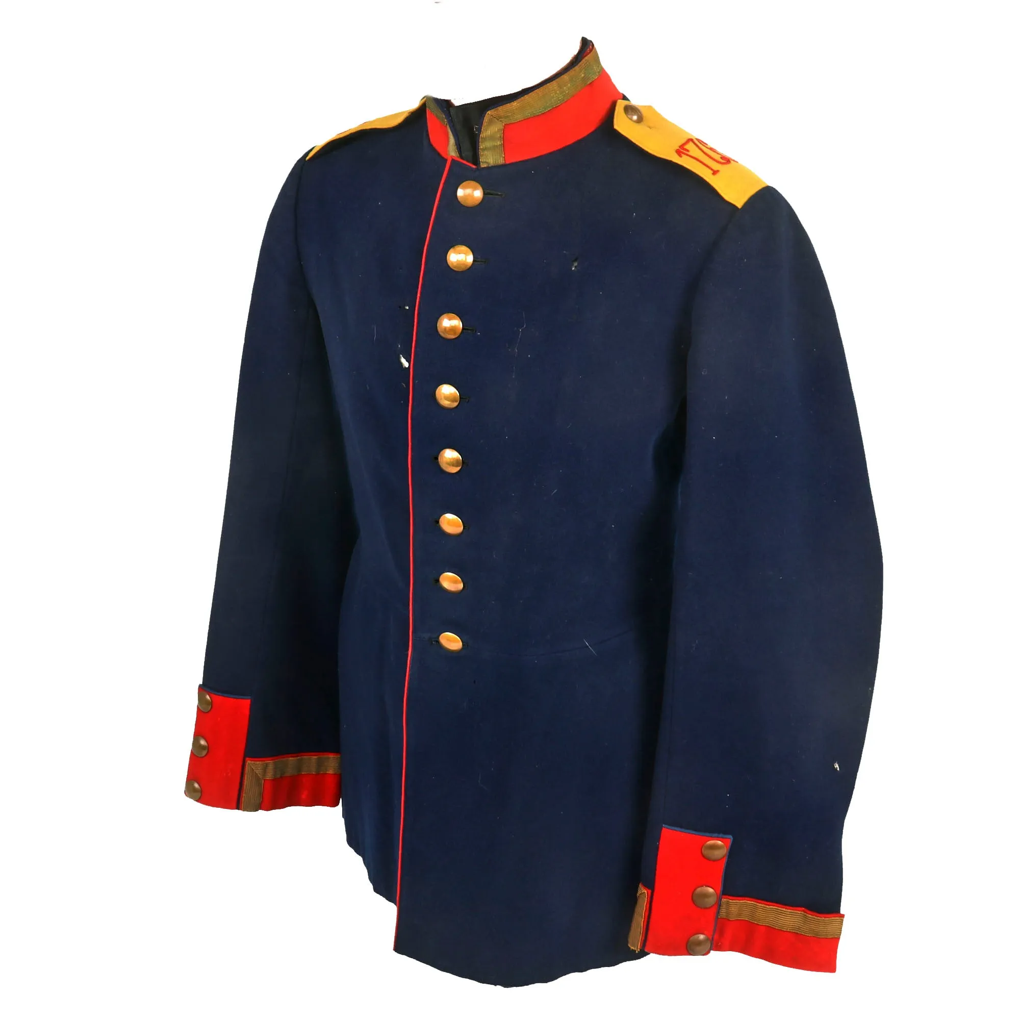 Original German Pre-WWI Imperial German Prussian Army 176th (9th West Prussian) Infantry Marked M1895 Dunkelblau Waffenrock Tunic With Correct Unit Corresponding Shoulder Straps