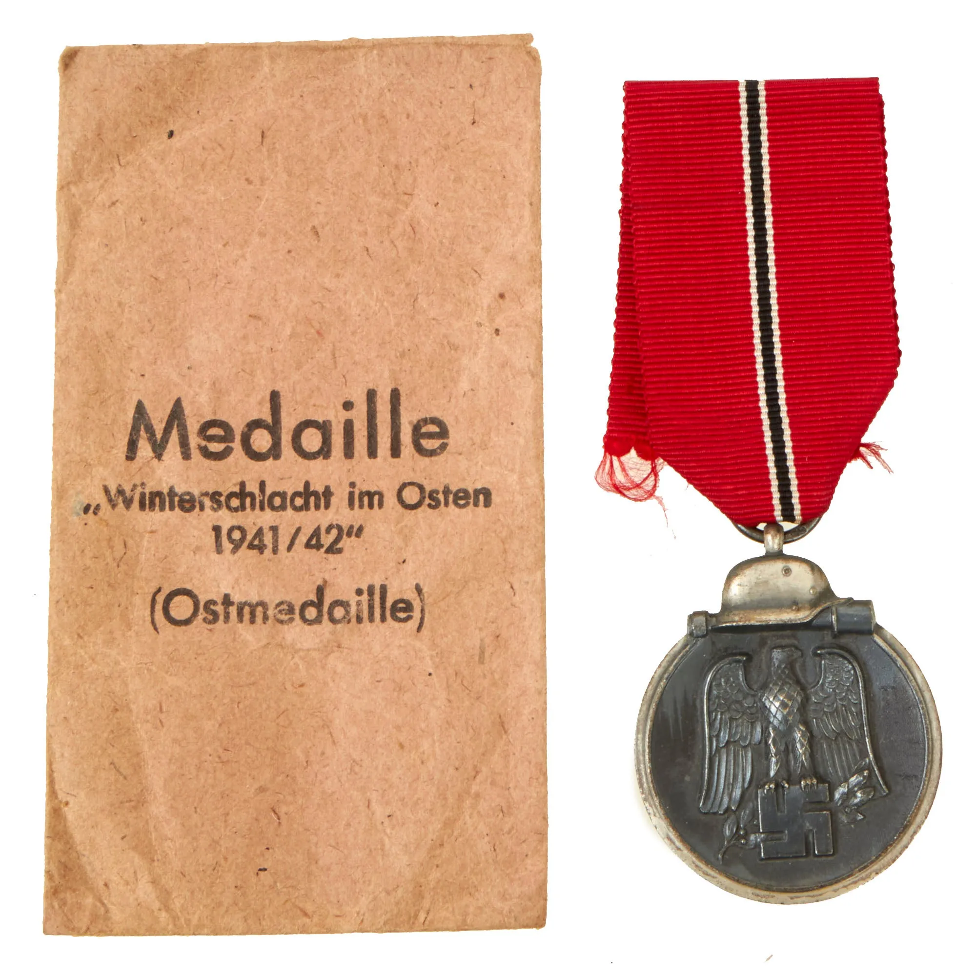 Original German WWII Eastern Front Medal by Klein & Quenzer A.G with Original Packet - Ostmedaille