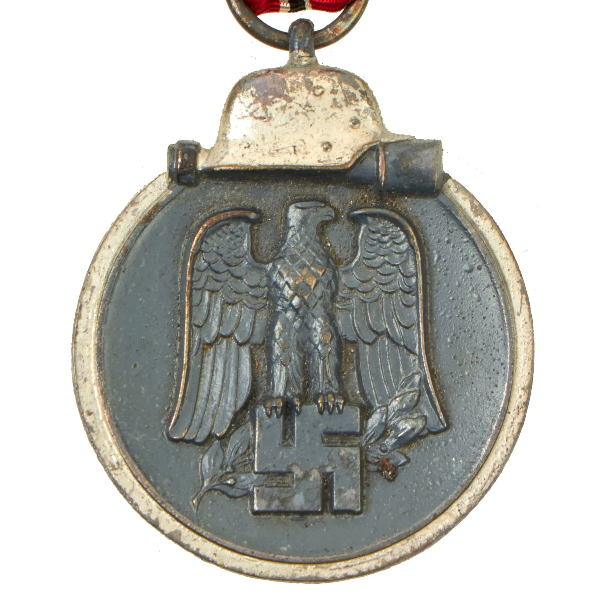 Original German WWII Eastern Front Medal with Named Award Document & Ribbon - 343rd Infantry Regiment