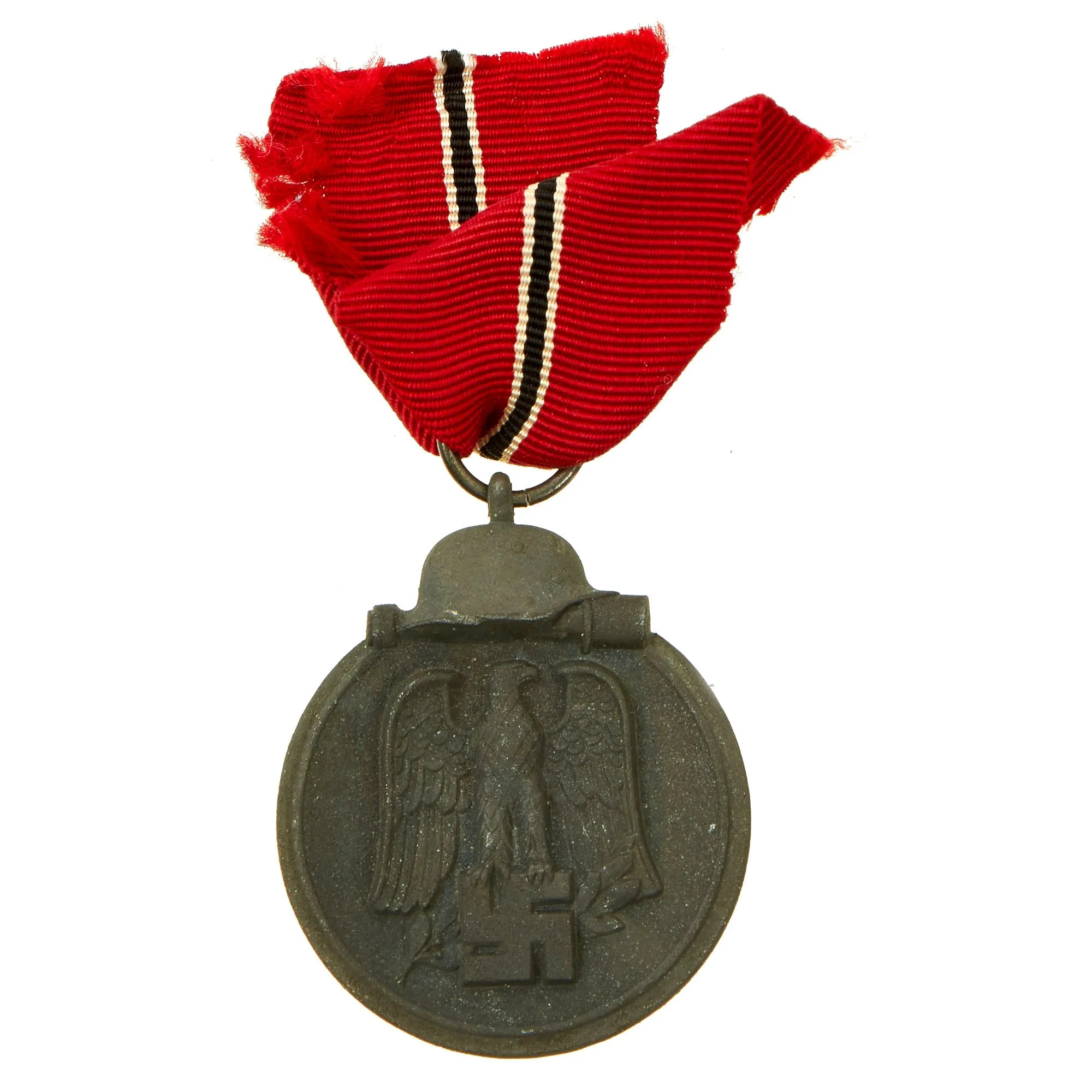 Original German WWII Eastern Front Medal with Named Award Document & Ribbon - Dated 1942