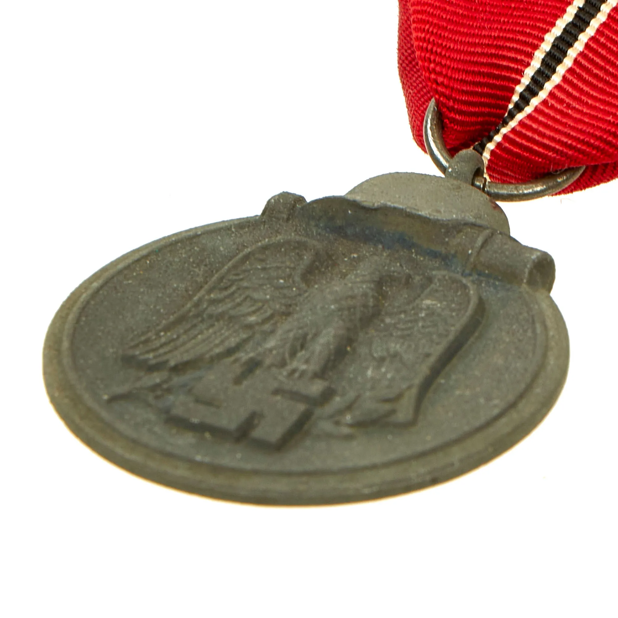 Original German WWII Eastern Front Medal with Named Award Document & Ribbon - Dated 1942