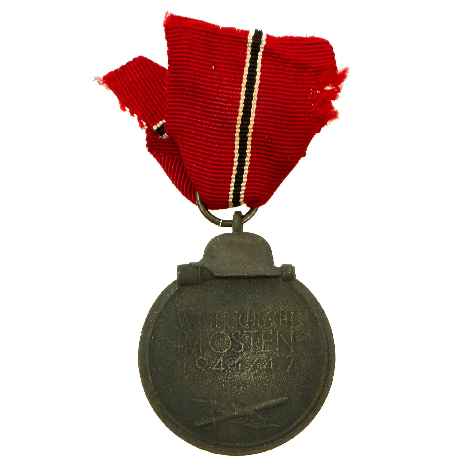 Original German WWII Eastern Front Medal with Named Award Document & Ribbon - Dated 1942