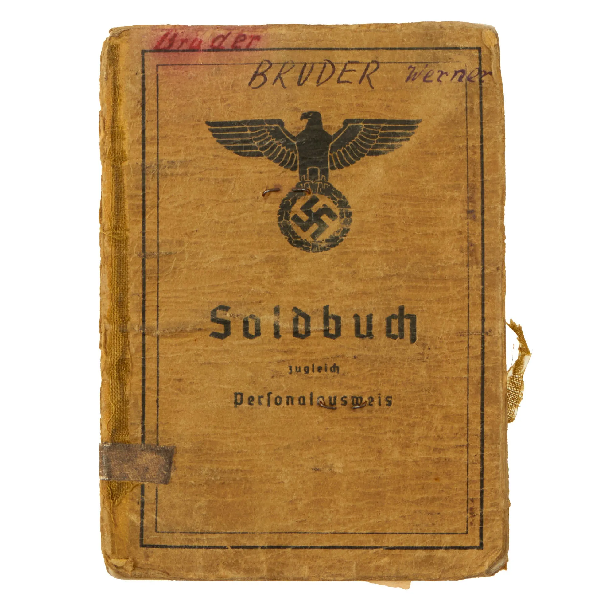 Original German WWII Heer Soldbuch Soldier ID & Payment Book for Eisenbahn Pioneer Werner Bruder with Two Photos