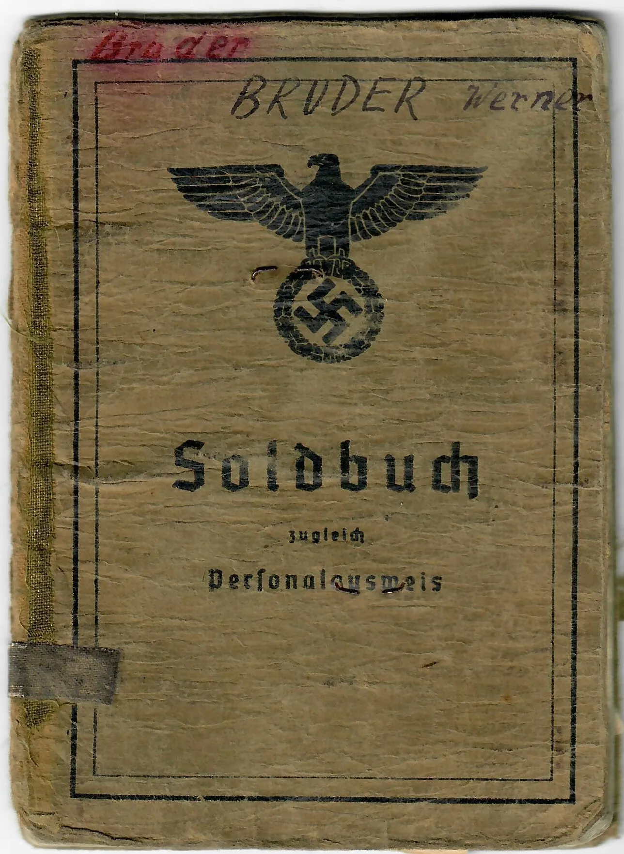 Original German WWII Heer Soldbuch Soldier ID & Payment Book for Eisenbahn Pioneer Werner Bruder with Two Photos