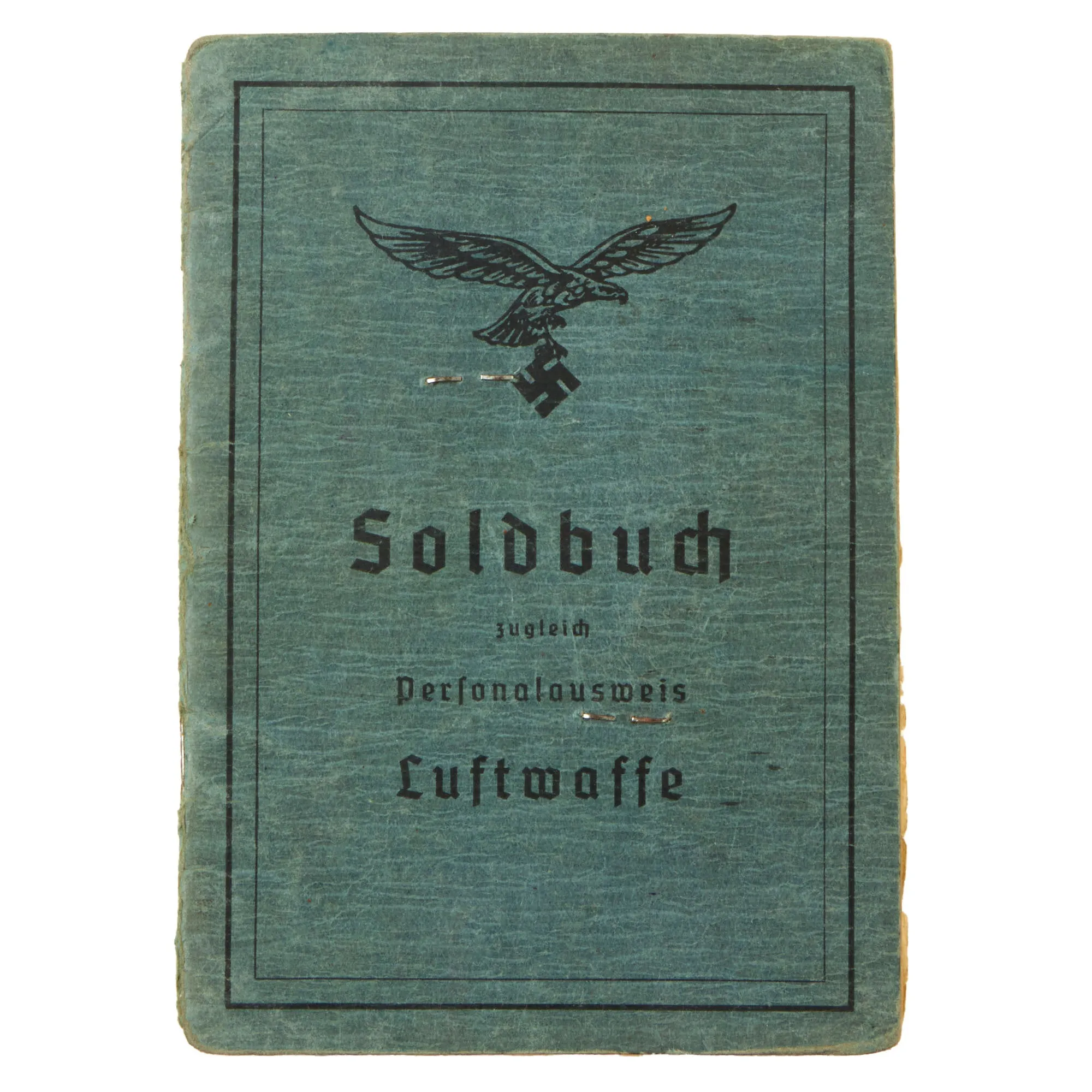 Original WWII German Luftwaffe Soldbuch Identity & Payment Book for Flak Officer Hauptmann Ernst Beiker - Luftgaukommande XI