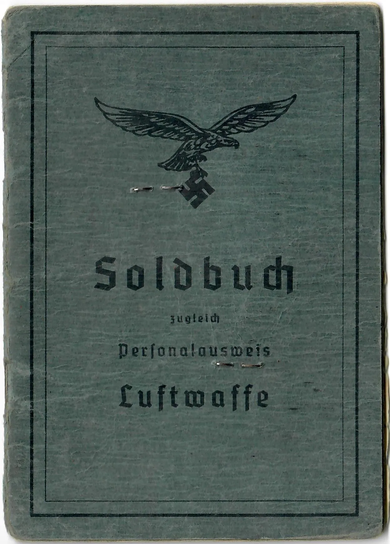 Original WWII German Luftwaffe Soldbuch Identity & Payment Book for Flak Officer Hauptmann Ernst Beiker - Luftgaukommande XI