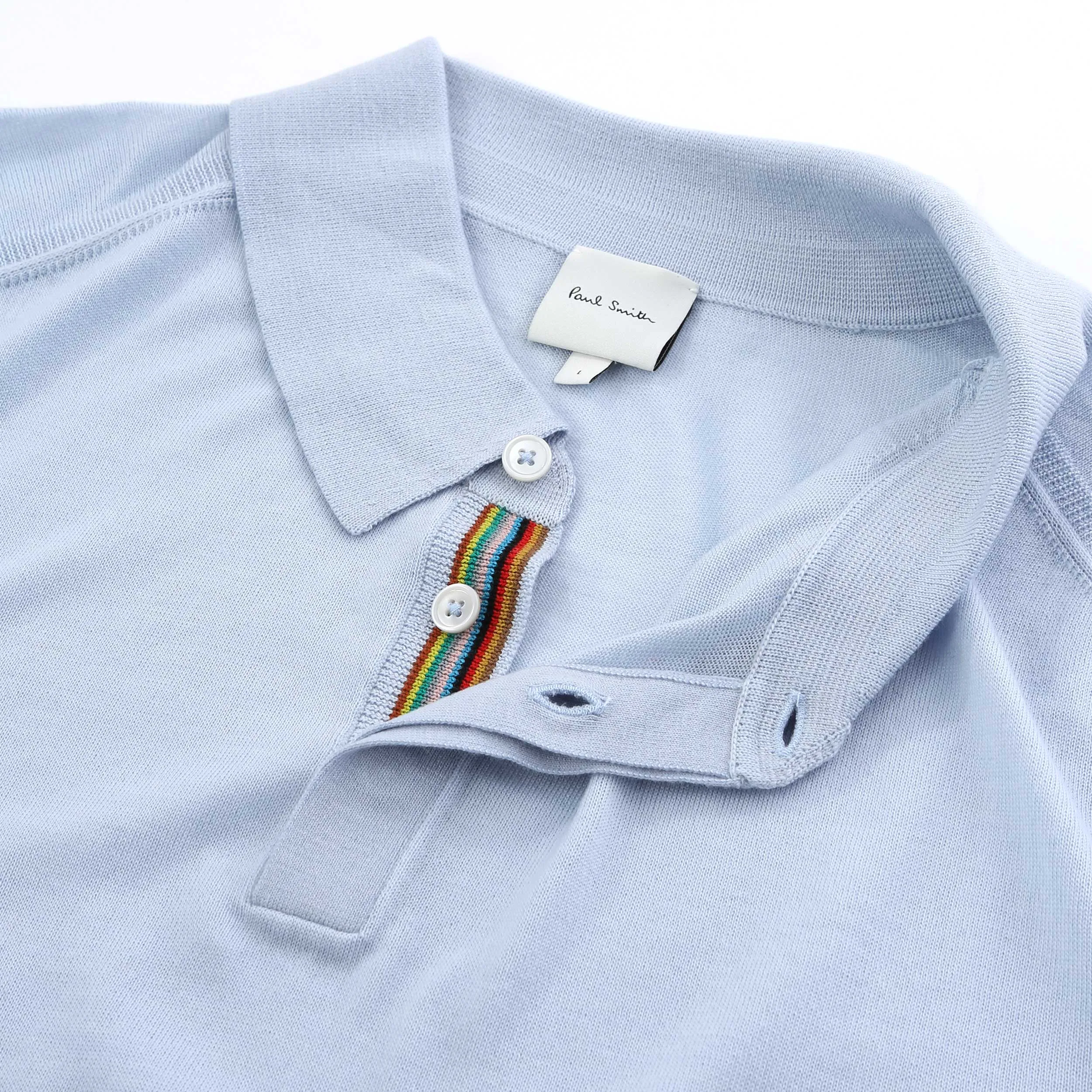Paul Smith Sweater Long Sleeve Polo in Sky Blue