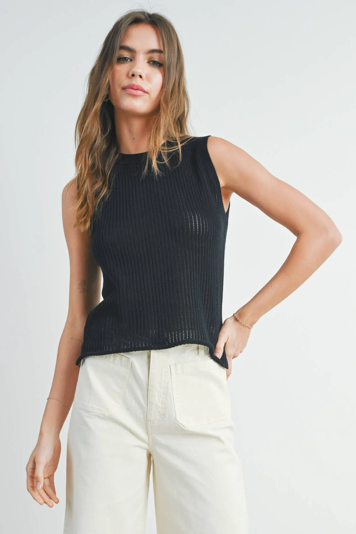 Paula Rib Knit Sweater Vest