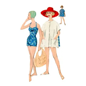 PDF - Vintage 1950s Pattern – Bathing suit and reversible beach coat -  Bust 32” (81.3cm) - Instantly  Print at Home