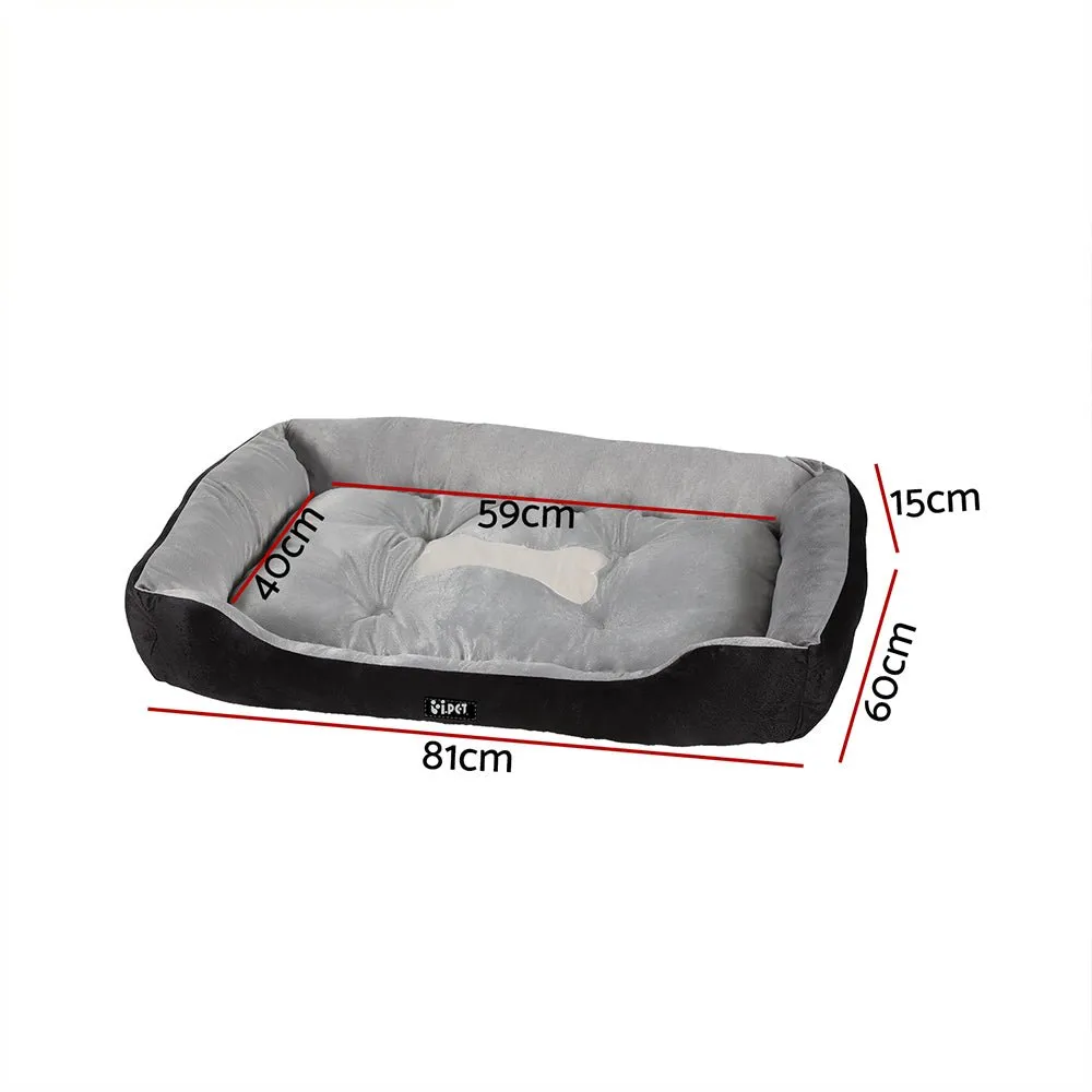 Pet Bed Dog Cat Calming Soft Sleeping Comfy Plush Mat Cave Washable Black