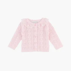 Pink Pointelle Sweater Cardigan