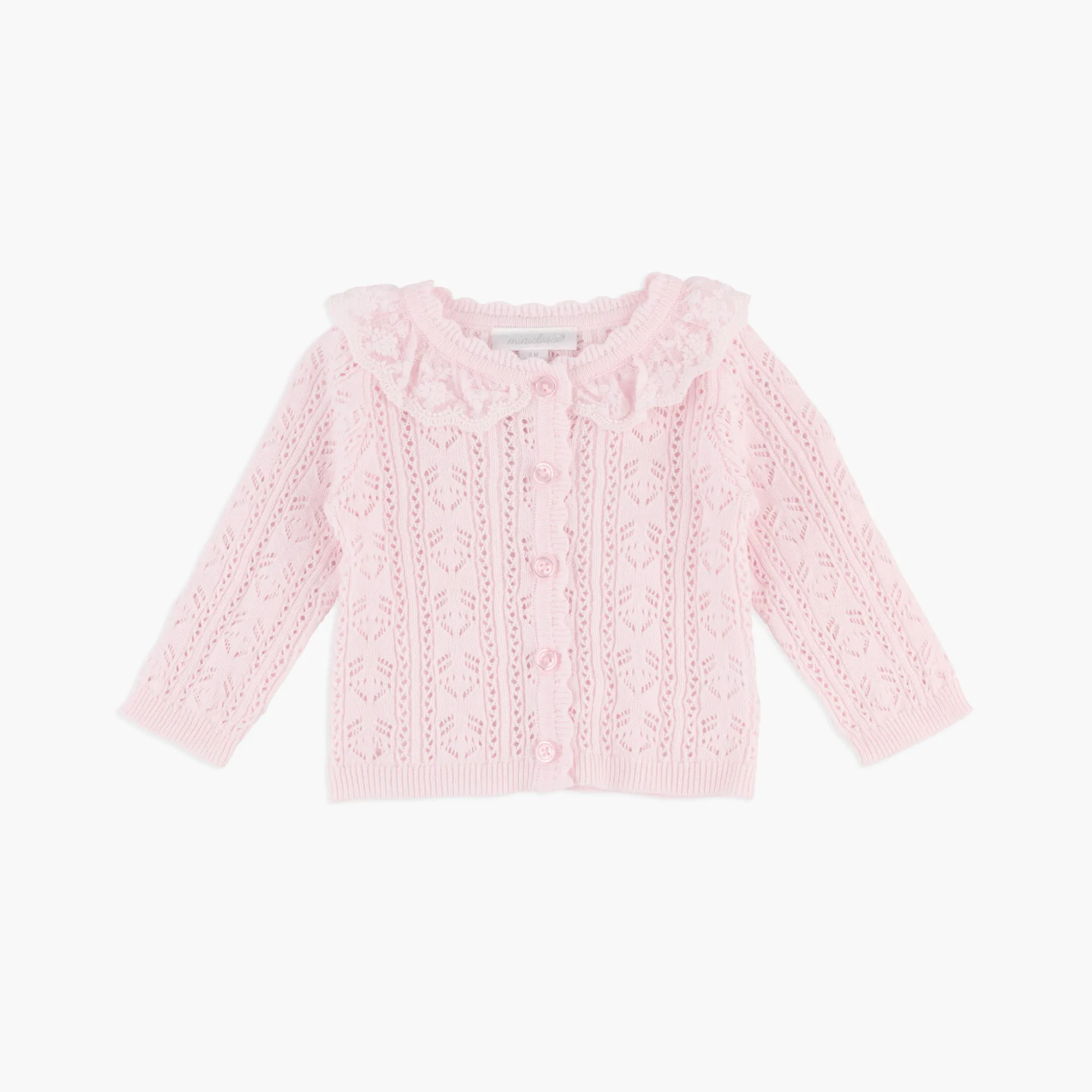 Pink Pointelle Sweater Cardigan