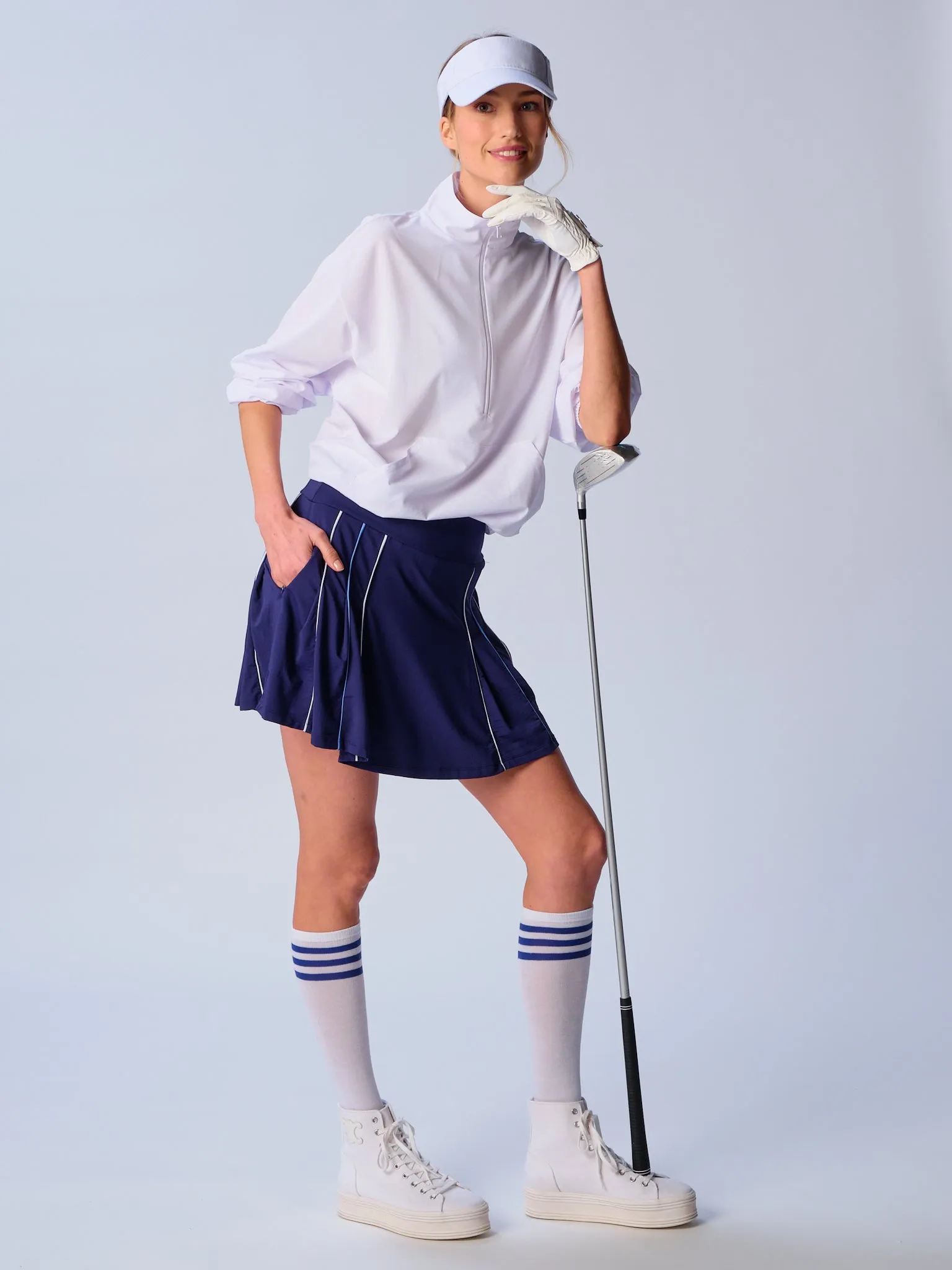 Piping Skort in True Navy