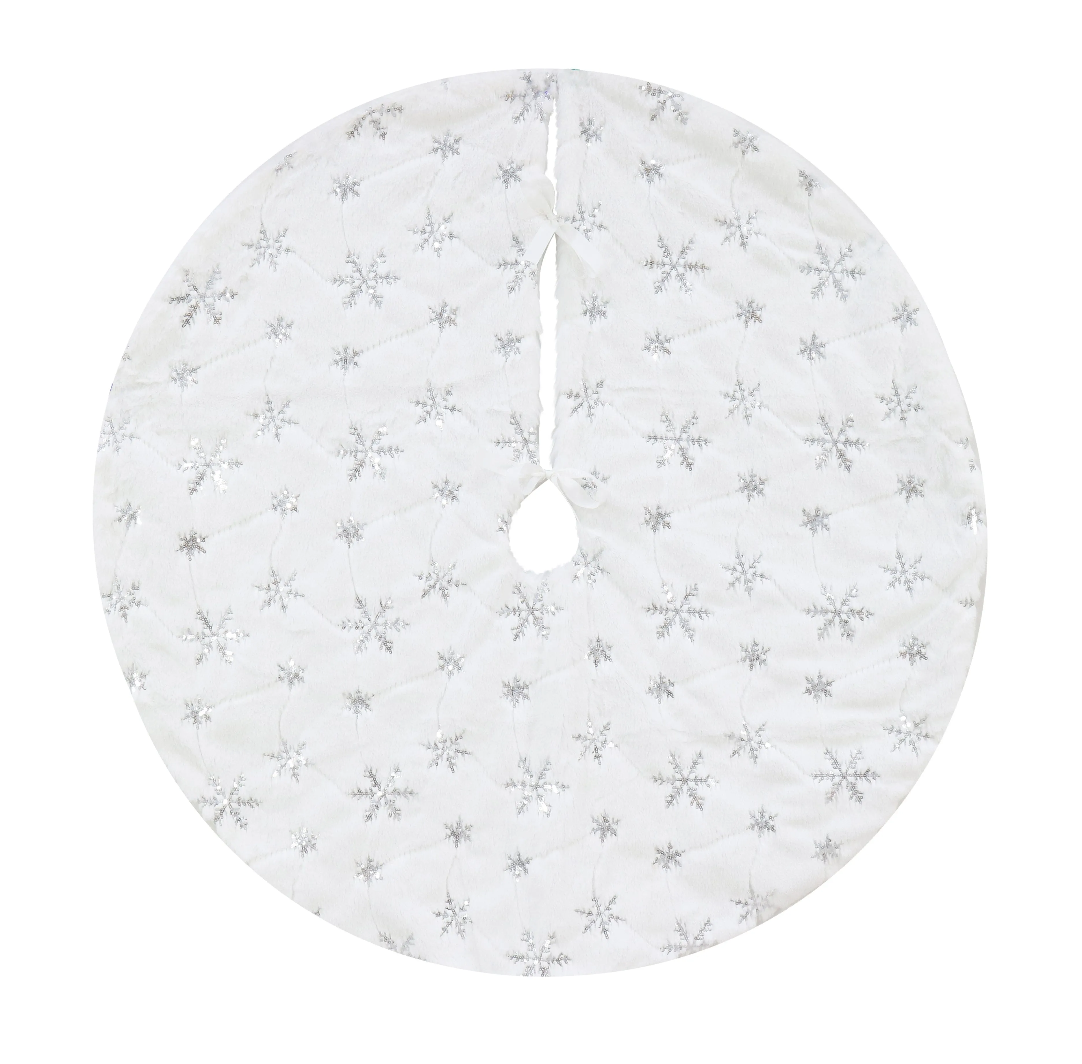 Plush Sequin Snowflake Tree Skirt 2 Asst (86cm)