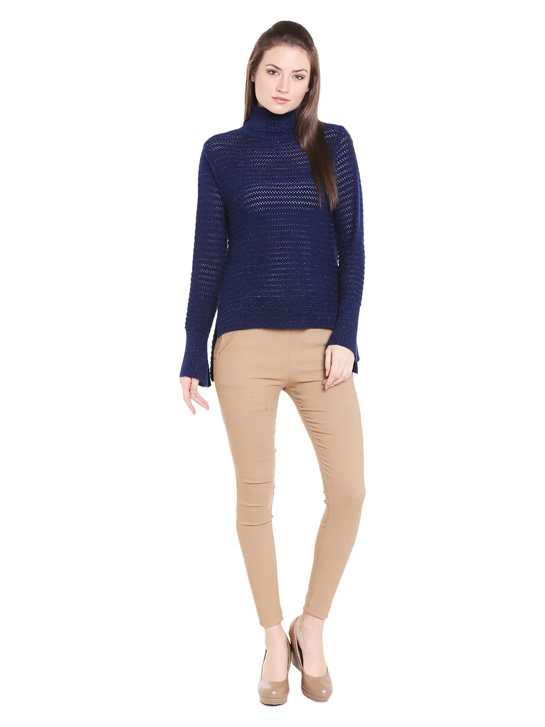 Polo Neck Dark Navy Color Sweater For Winter Wear