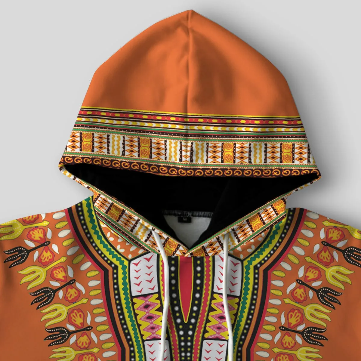 Printed Dashiki In Orange All-over Hoodie