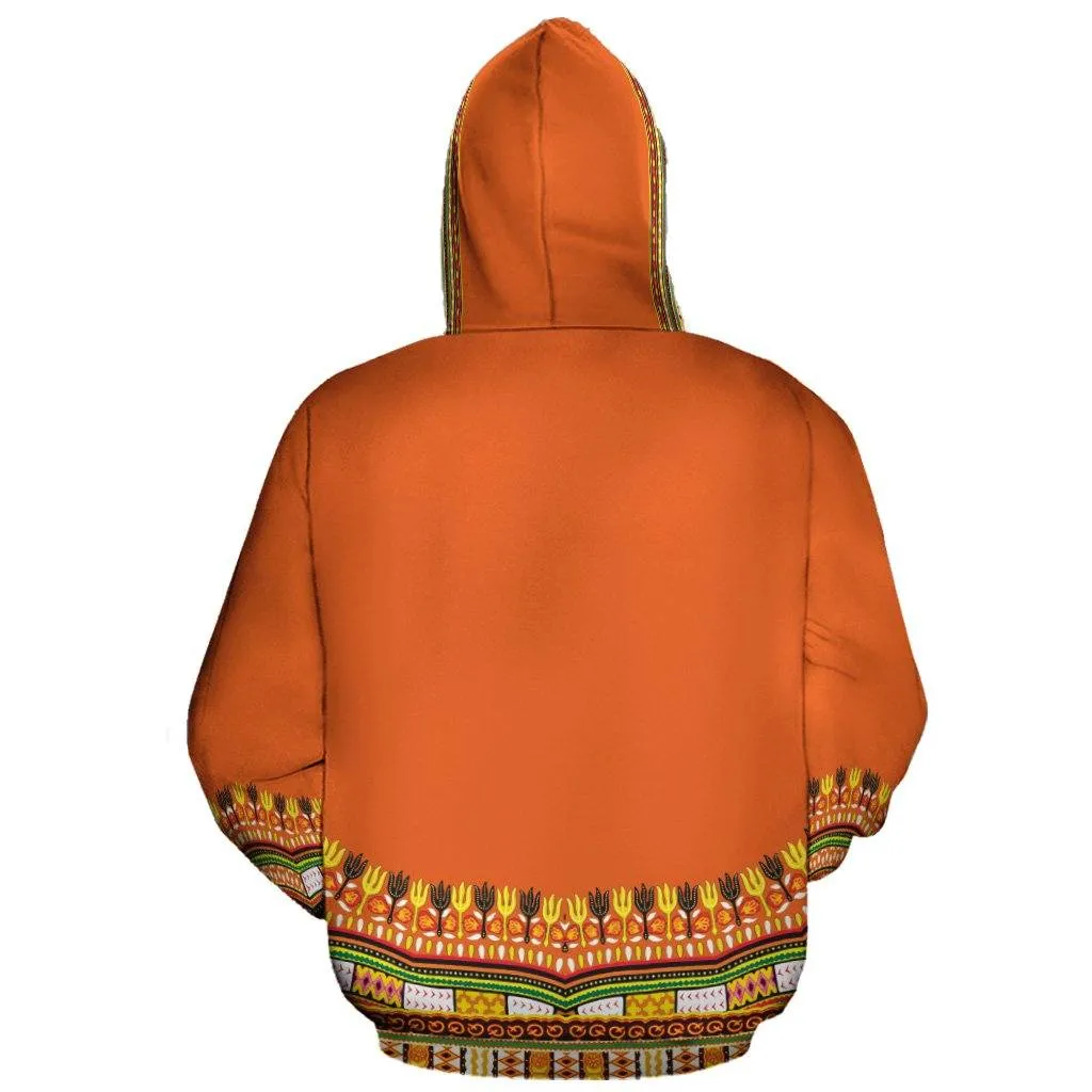 Printed Dashiki In Orange All-over Hoodie