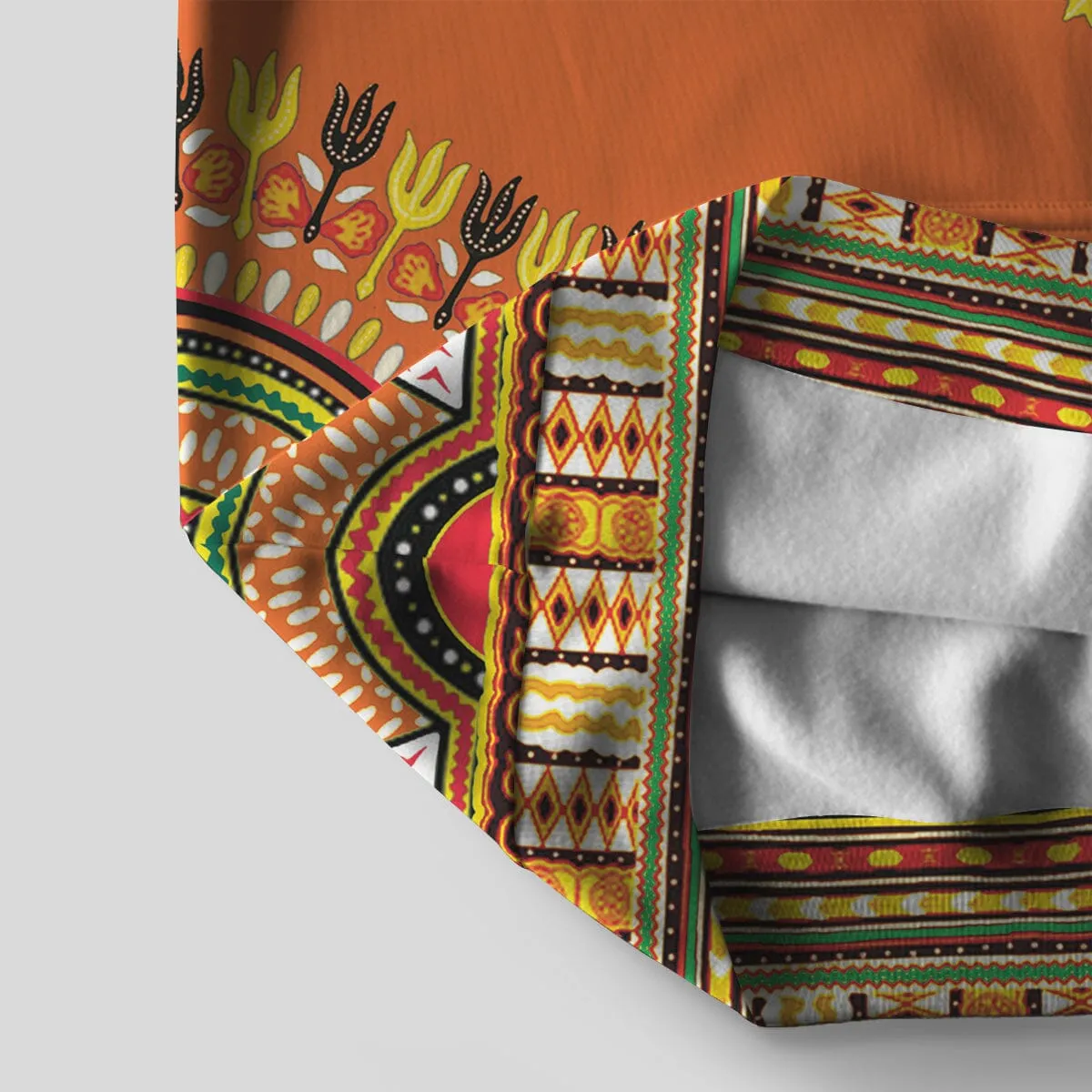 Printed Dashiki In Orange All-over Hoodie