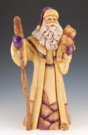 Purple Hills Santa and Teddy Bear by Barbara Scoles