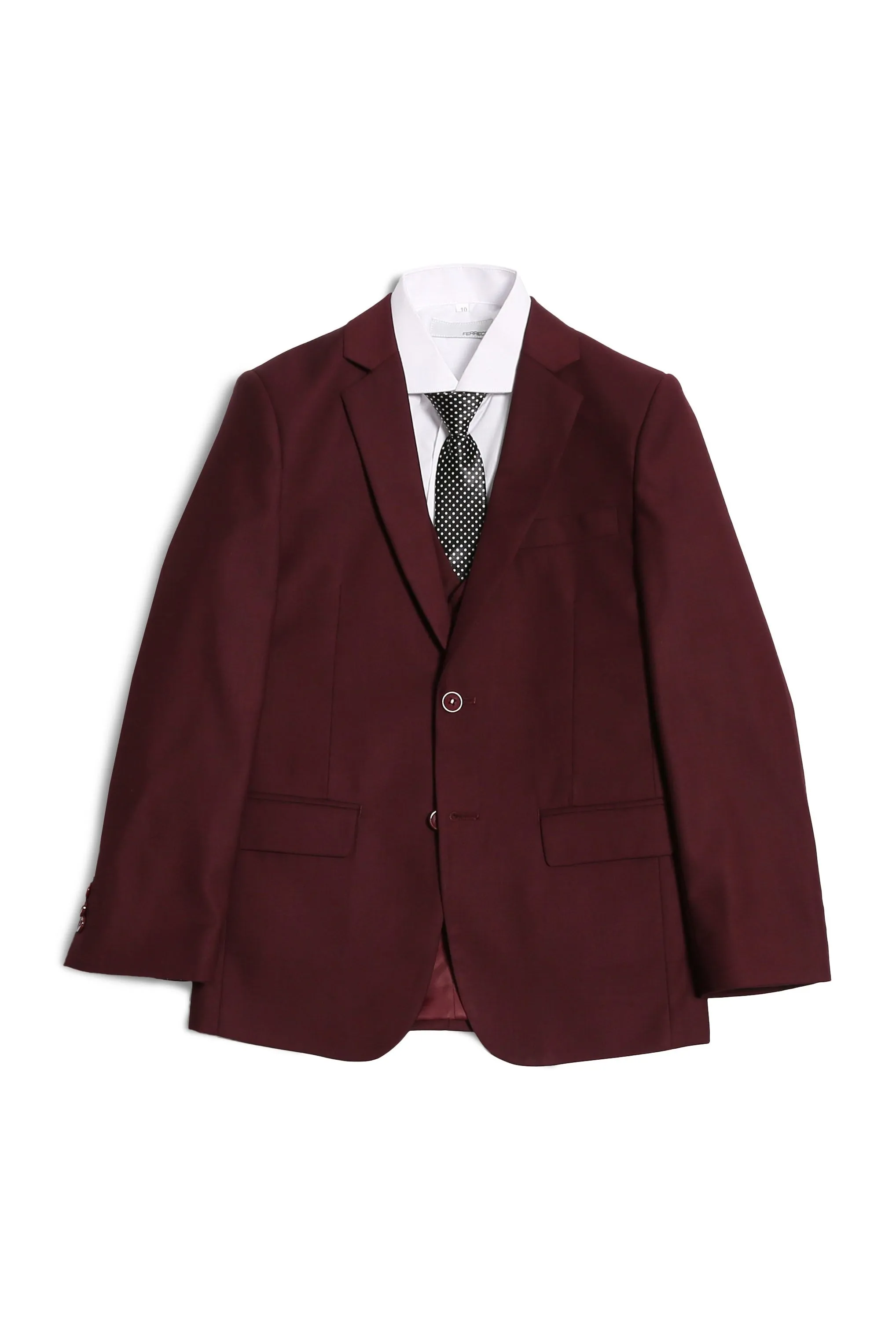 "Jax" Kids Burgundy Suit (5-Piece Set)