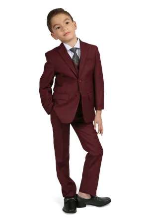 "Jax" Kids Burgundy Suit (5-Piece Set)