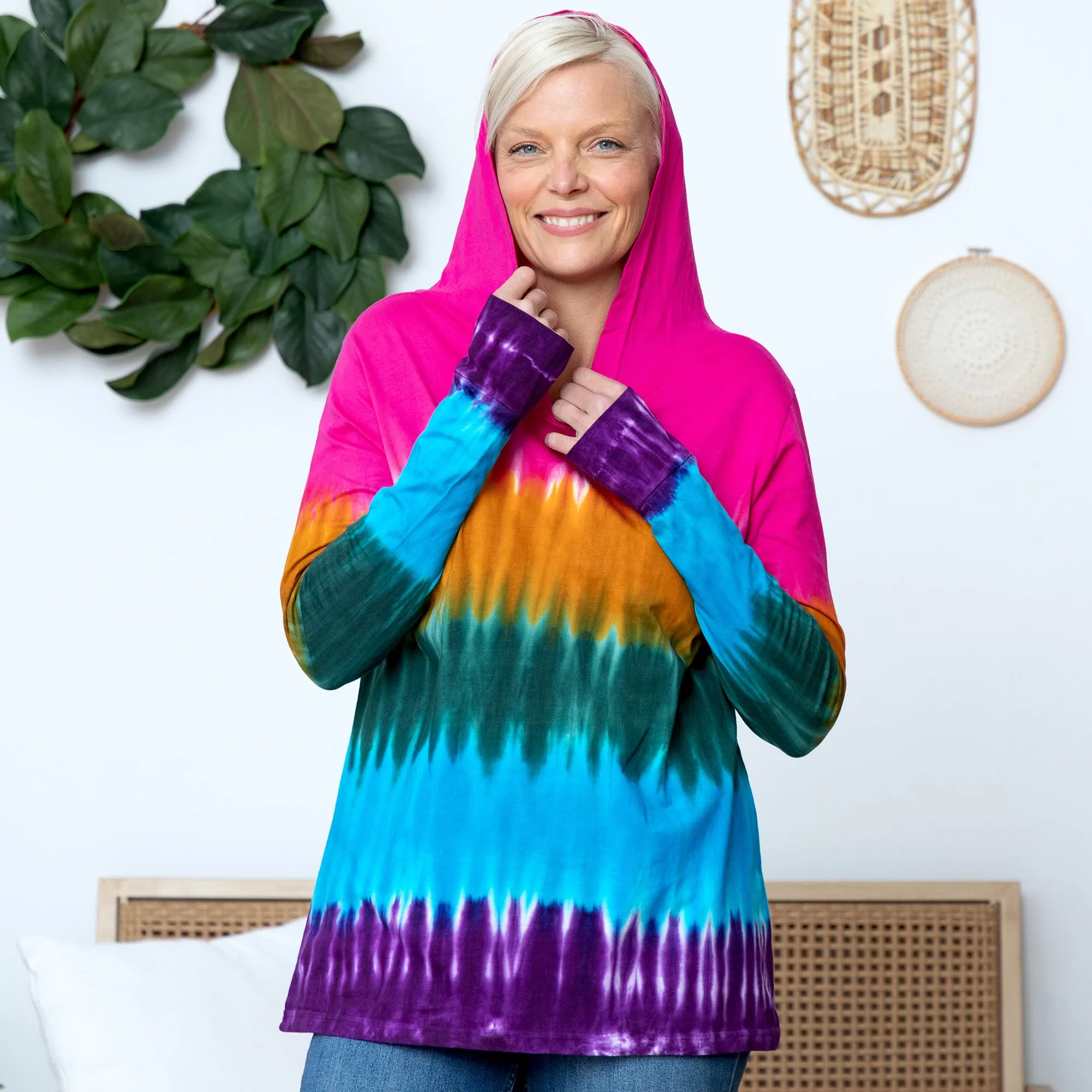 Rainbow Tie-Dye Hooded Tunic