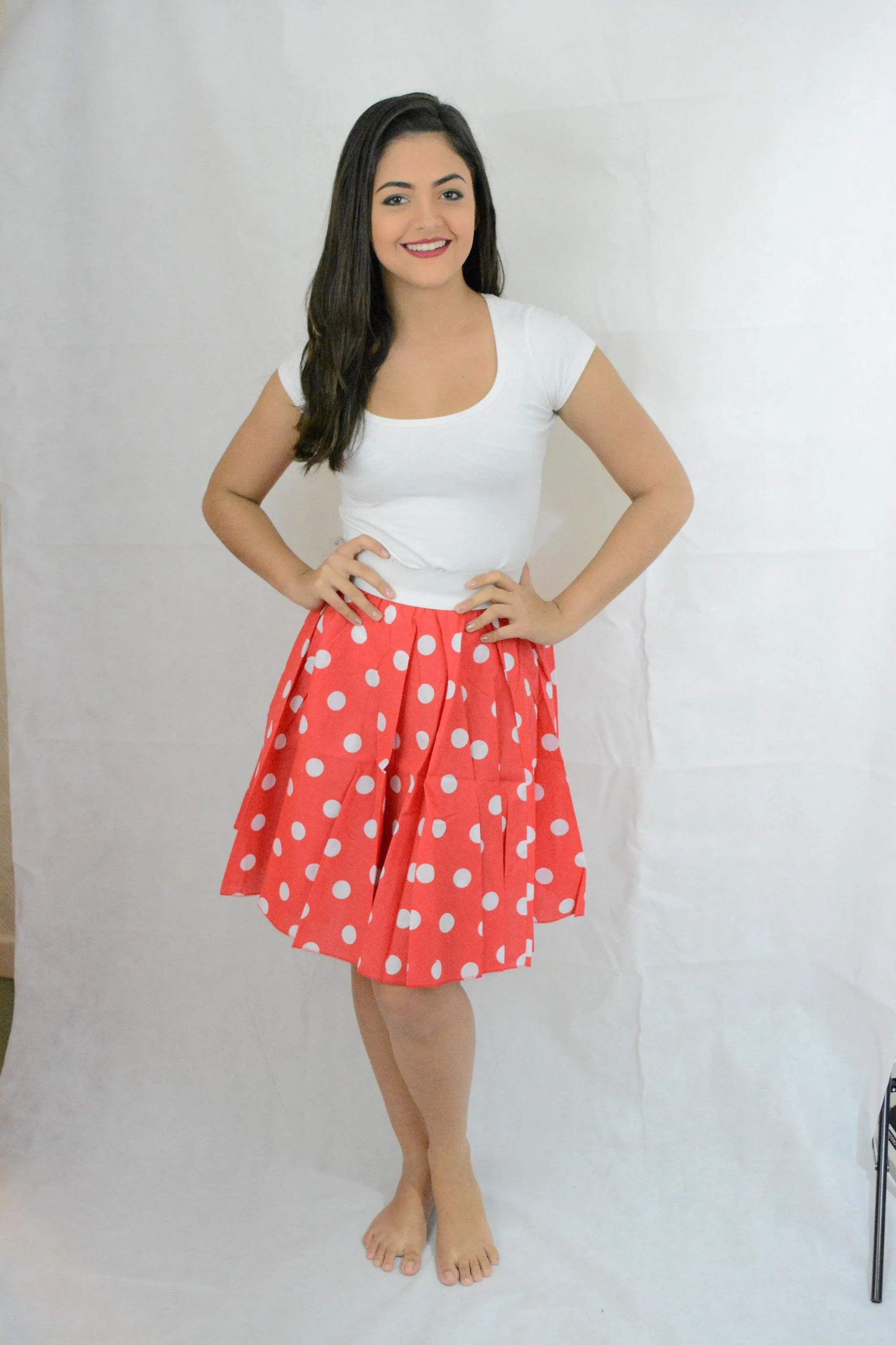 Red White Polka Dot Skirt (26 Inches) One Size Fits UK 8-16