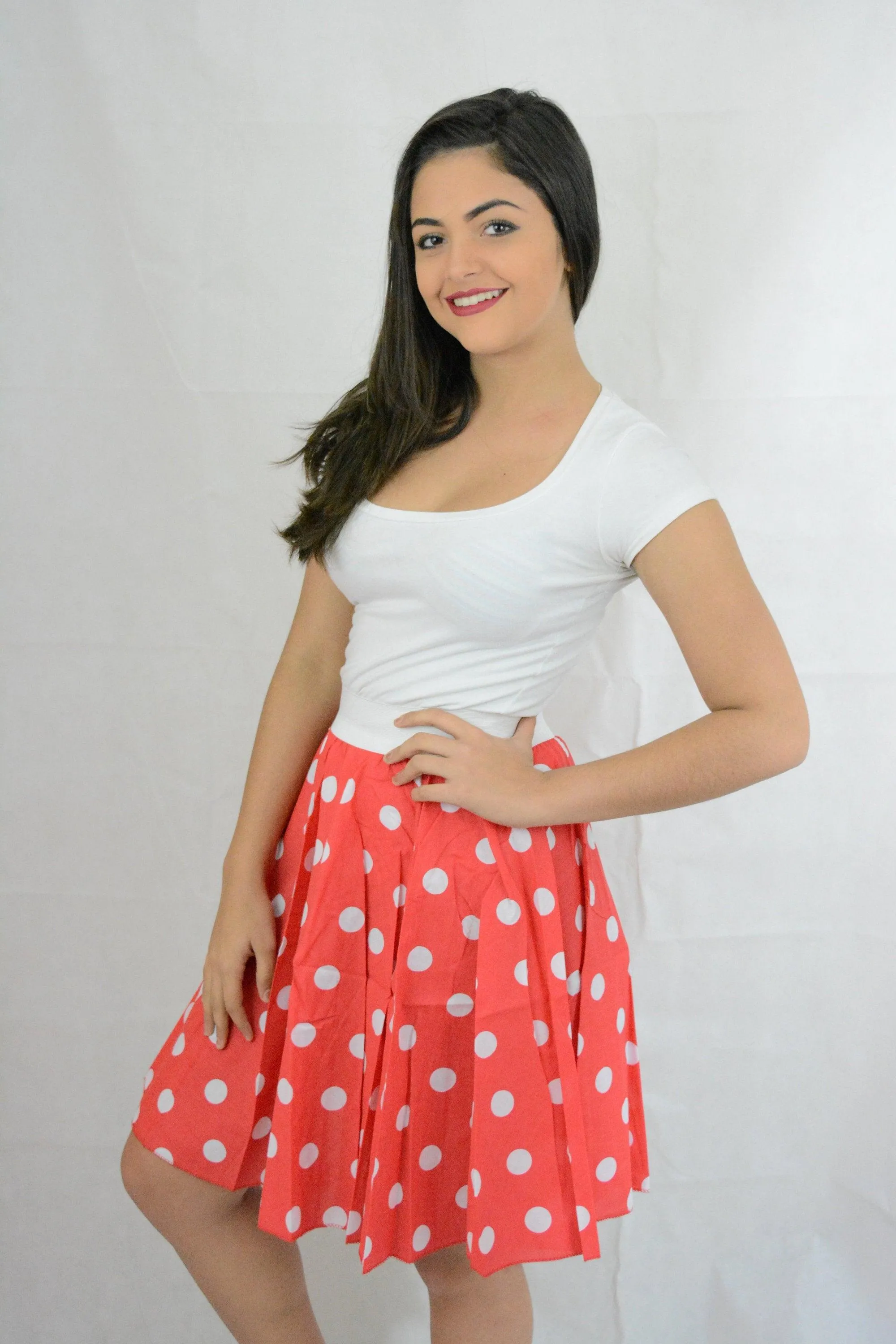 Red White Polka Dot Skirt (26 Inches) One Size Fits UK 8-16