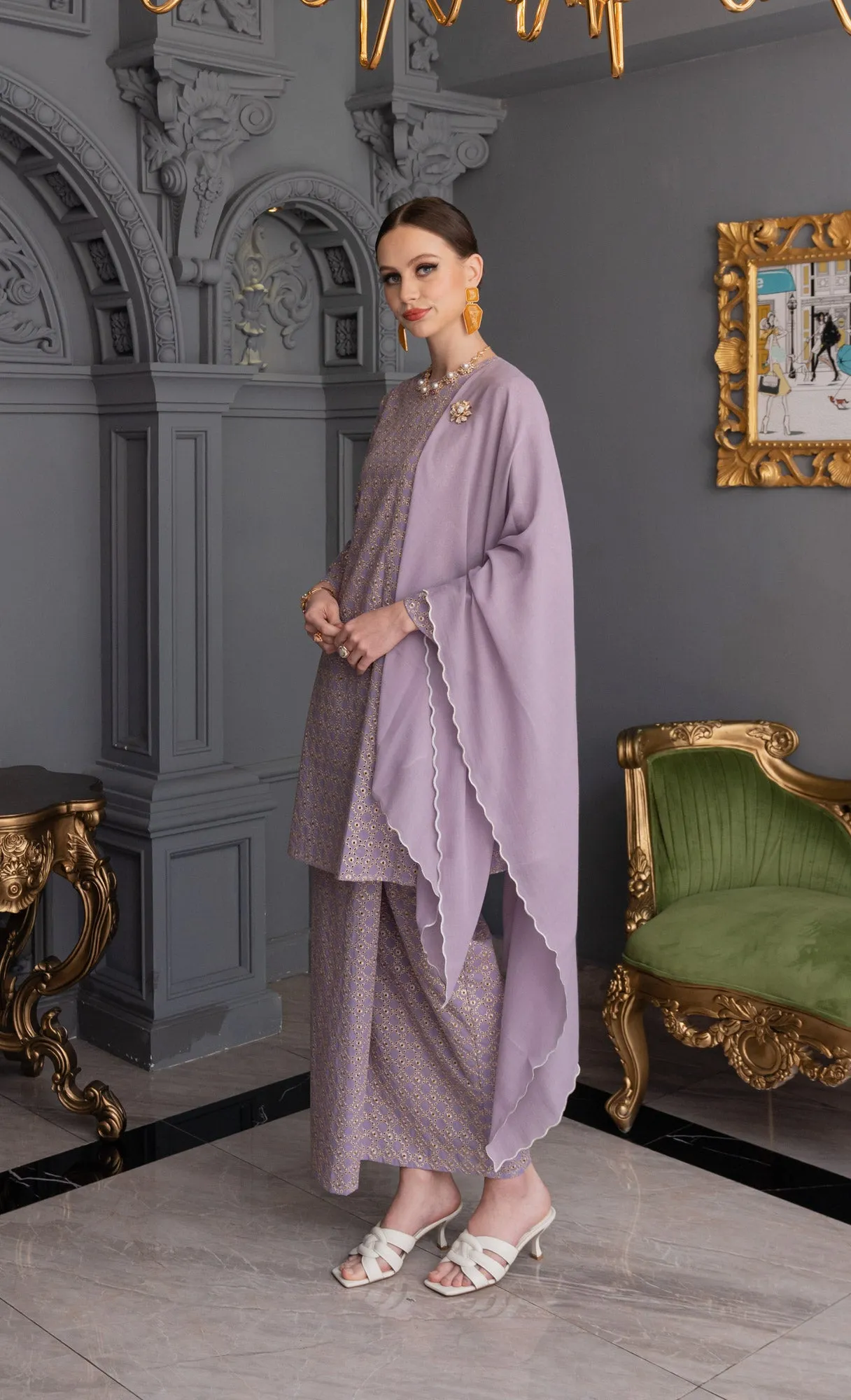 Revive Kurung in Lilac Heather