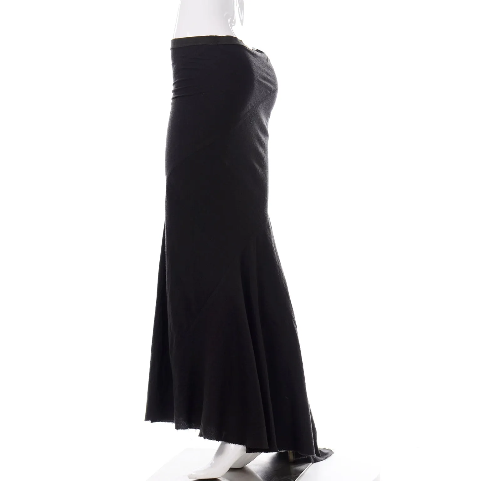 Rick Owens FW 2005 MOOG Collection Bias Cut Long Grey Wool Runway Skirt