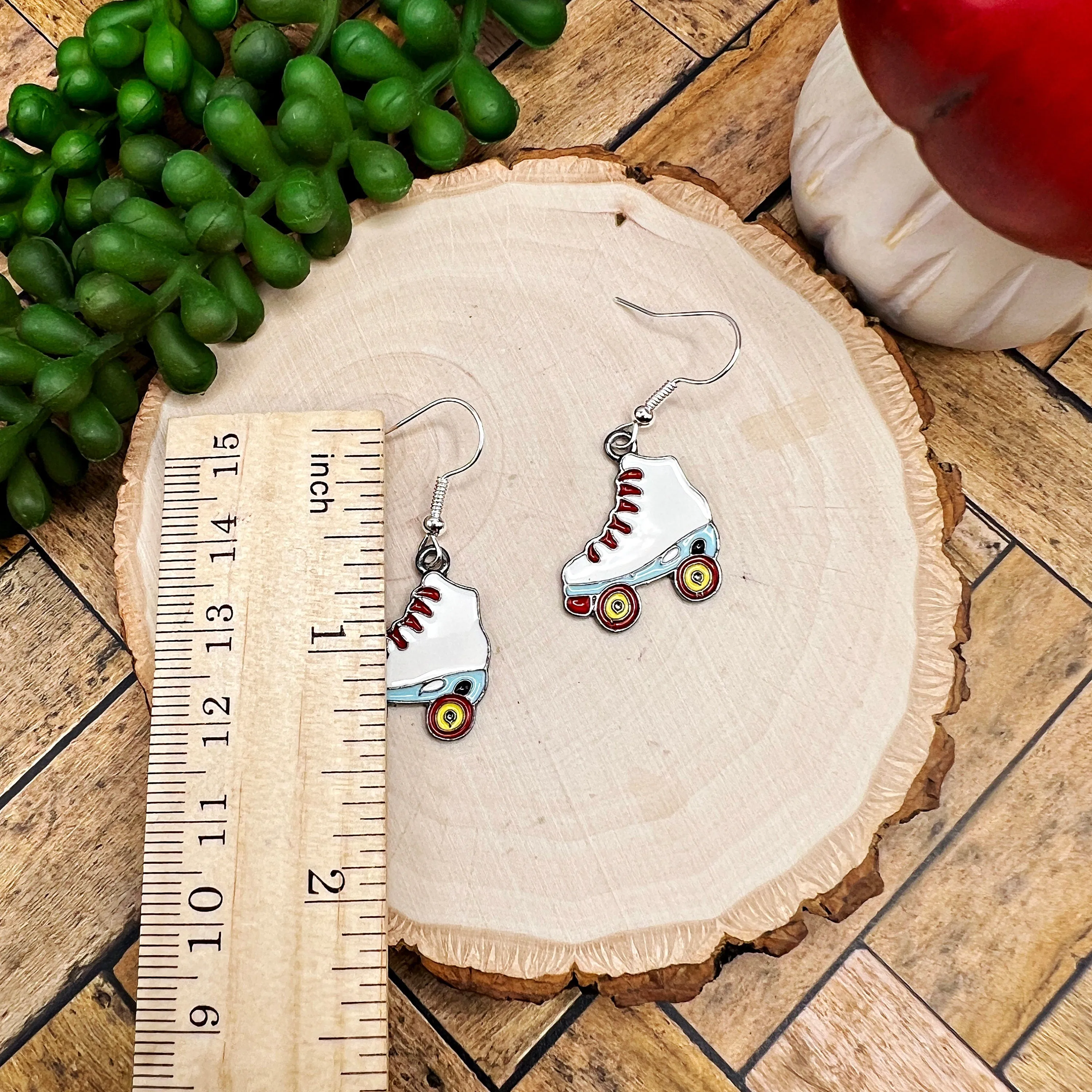 Roller Skate Skating 80s 90s Nostalgic Gen-X Enamel Alloy Lightweight  Earrings, Hypoallergenic Gift