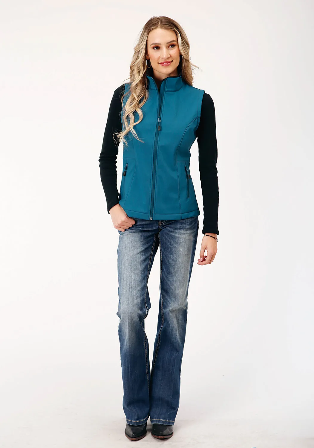 Roper Womens Zip Deep Teal Polyester Softshell Vest