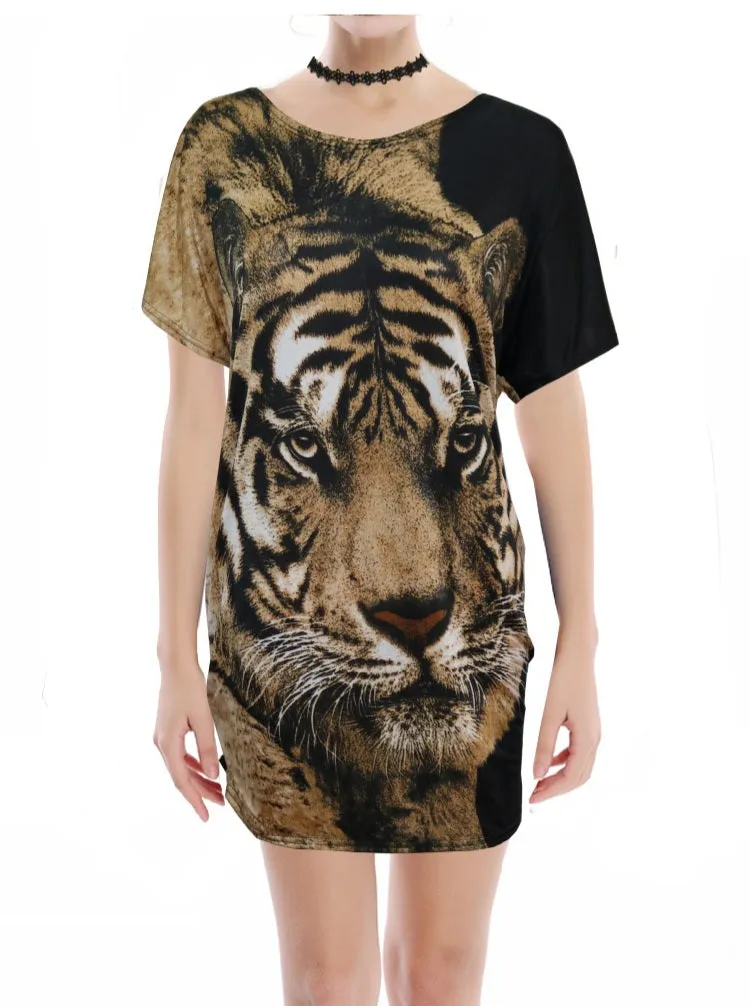 Safari Tiger Print Tunic Mini Dress