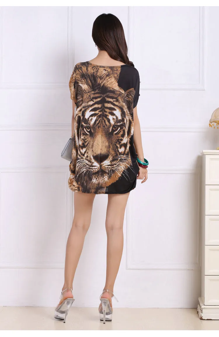 Safari Tiger Print Tunic Mini Dress