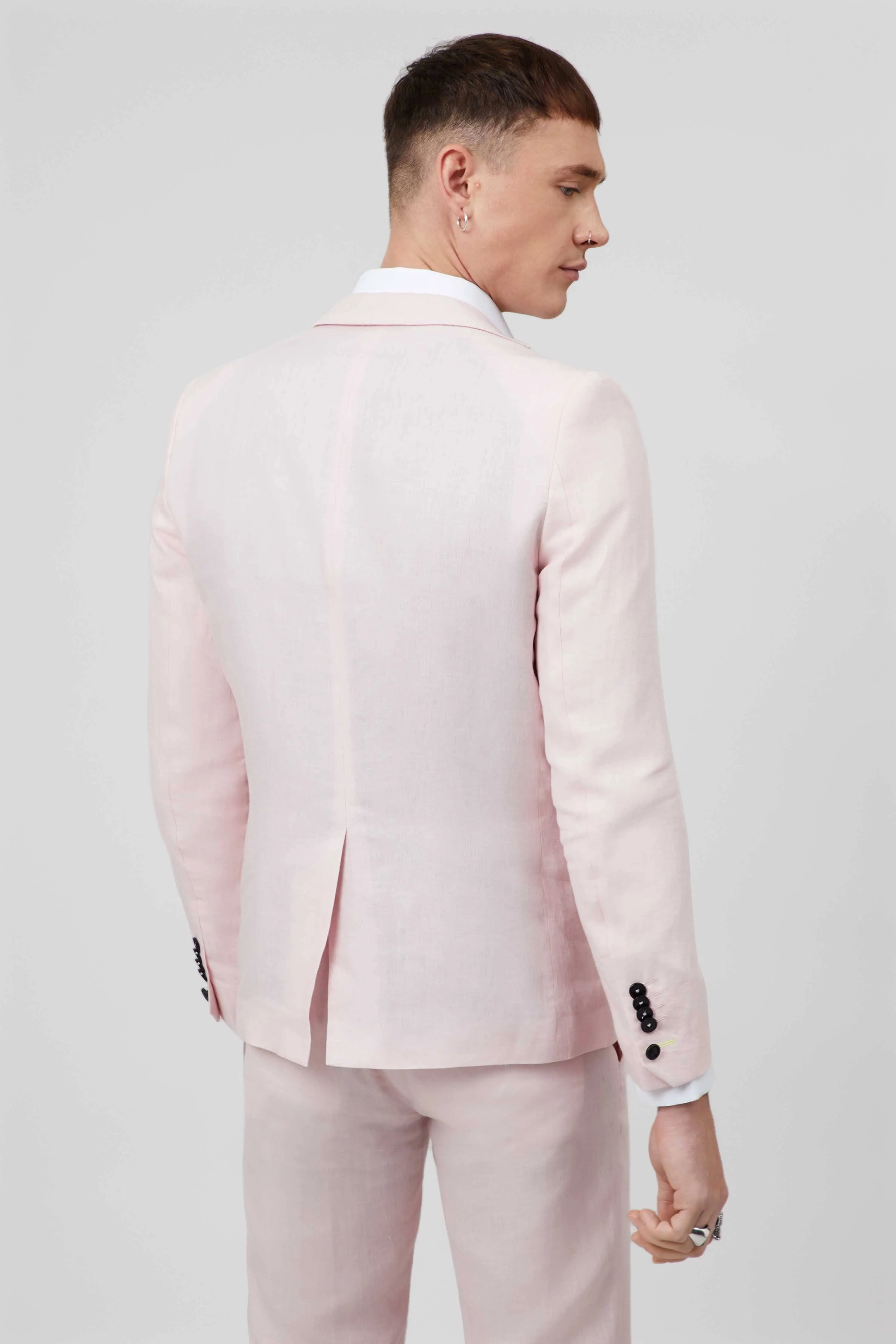 Shades Skinny Fit Pink Linen Jacket