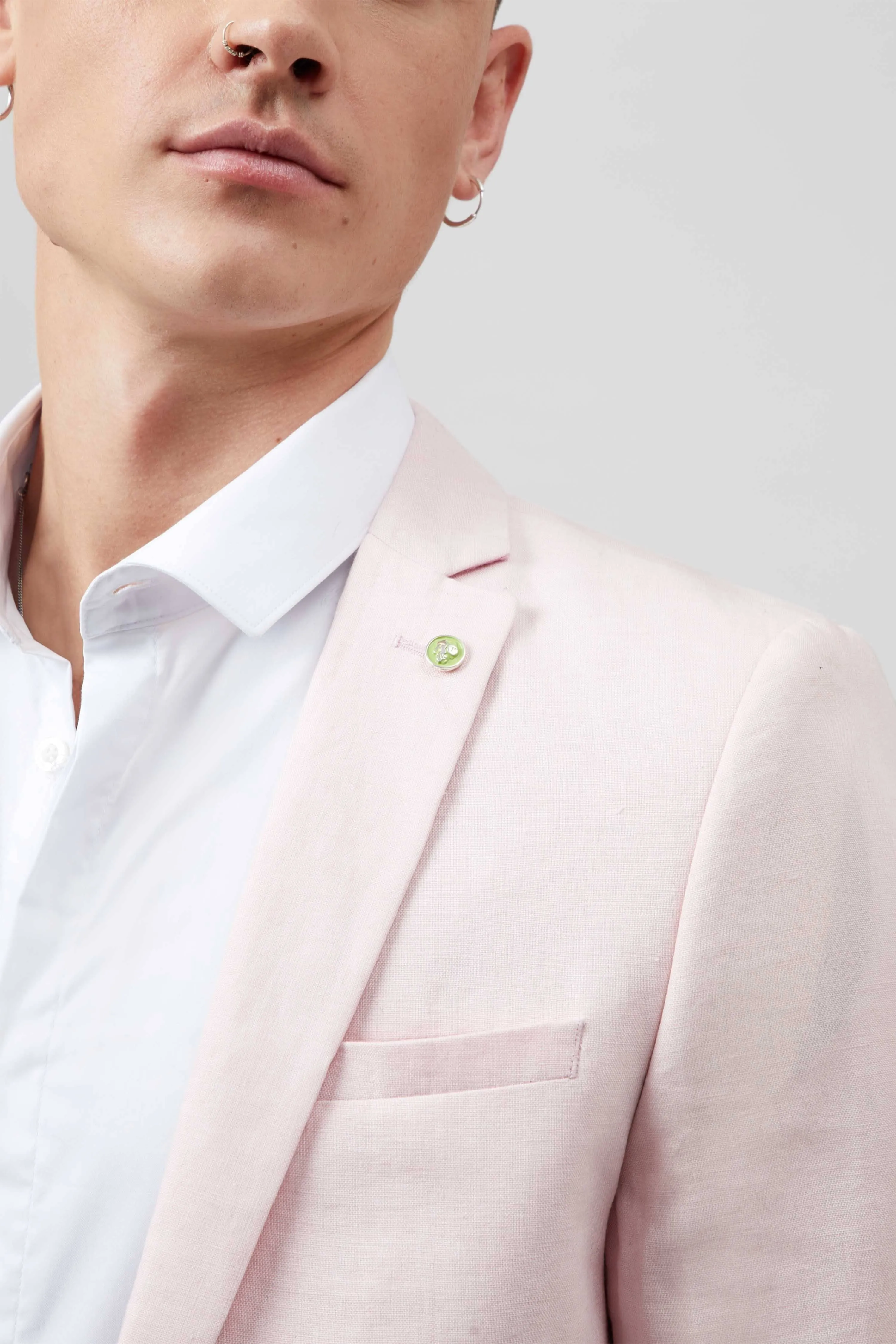 Shades Skinny Fit Pink Linen Jacket