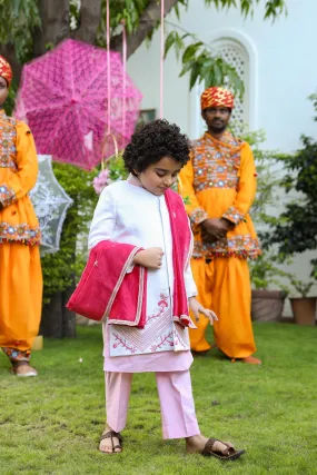 Shafqat - Embroidered Sherwani With Kurta Trouser Dupatta Set For Boys