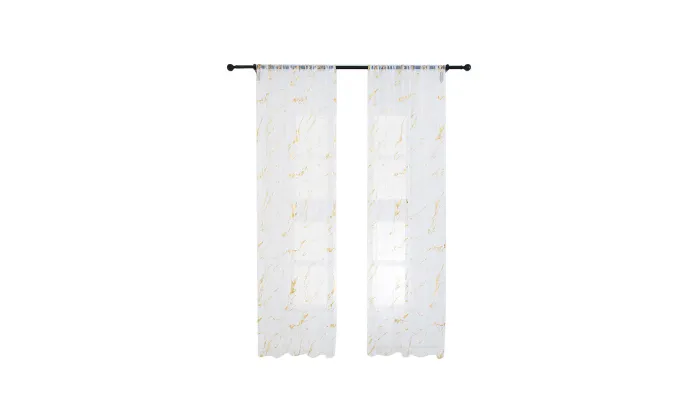 Sheer Curtains Marble Print Window Screen Curtains