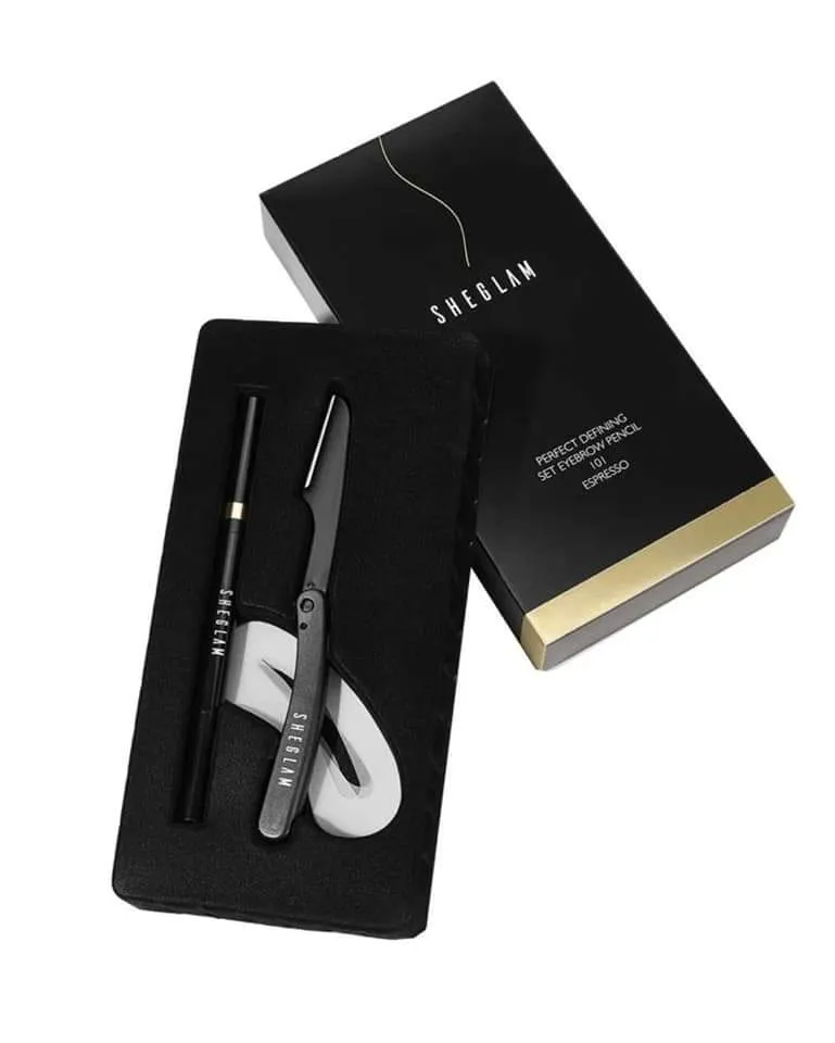 SHEGLAM 1pc Eyebrow Pencil 101 Espresso & 1pc Eyebrow Knife & 3pcs Eyebrow Card