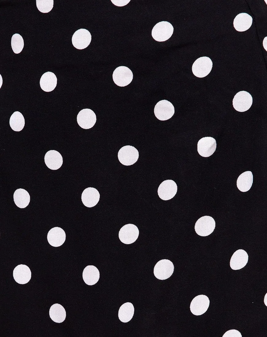 Sheny Mini Skirt in 80's Polka Black