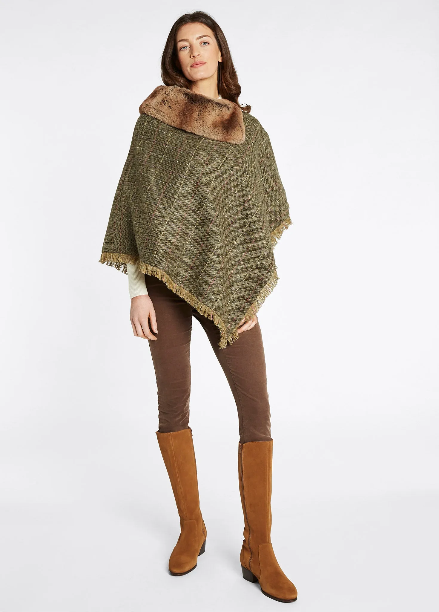 Silverfir Women's Tweed Poncho - Thistle