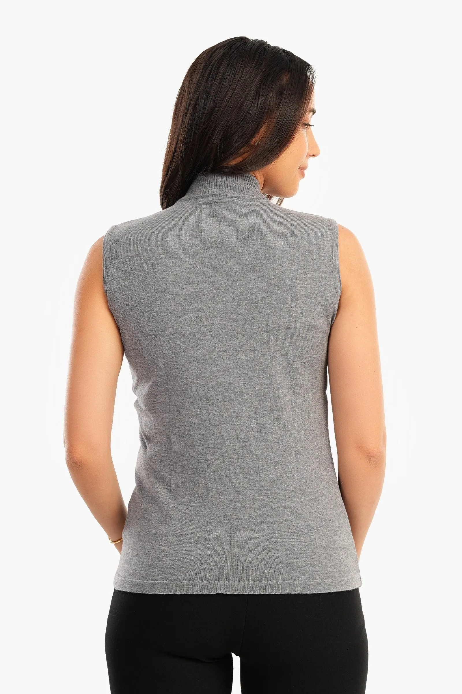 Sleeveless High Neck Pullover