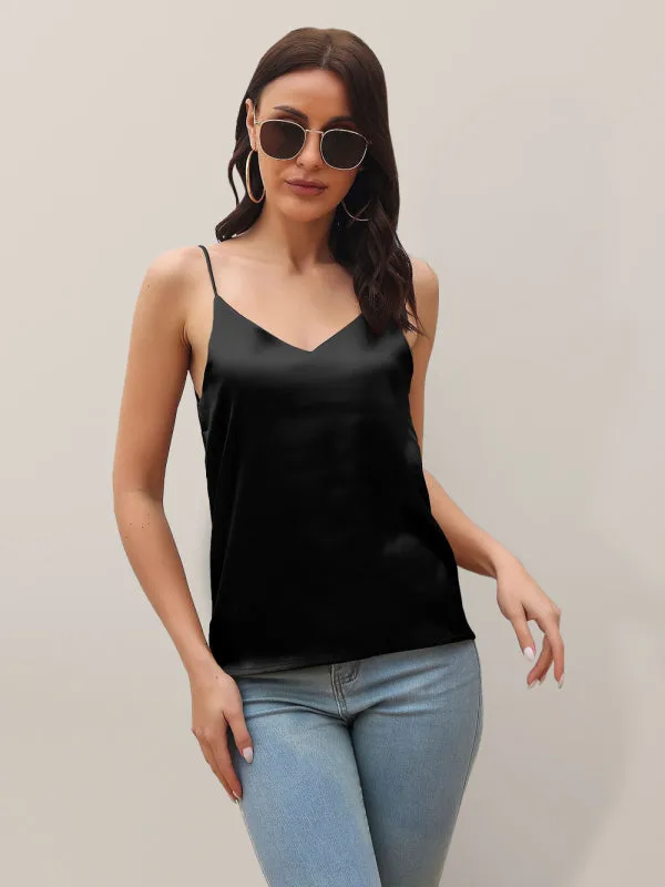 Slim Fit V-neck Satin Camisole Top