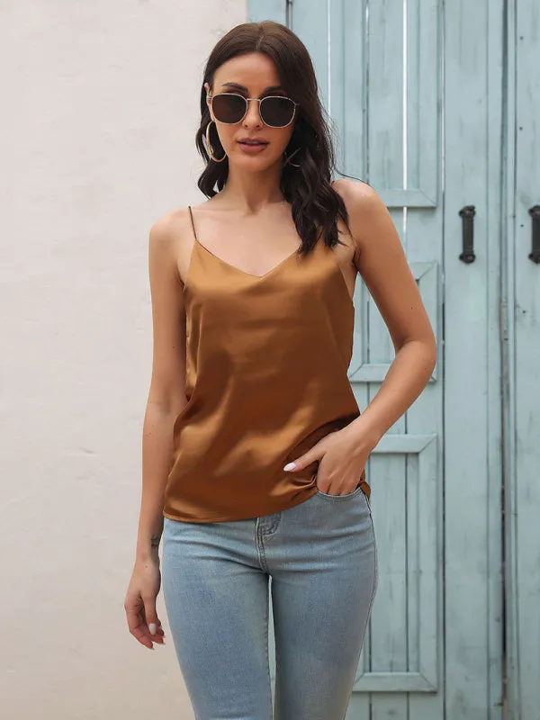 Slim Fit V-neck Satin Camisole Top