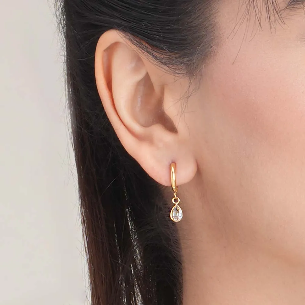 Solitaire Drop Hoop Earrings