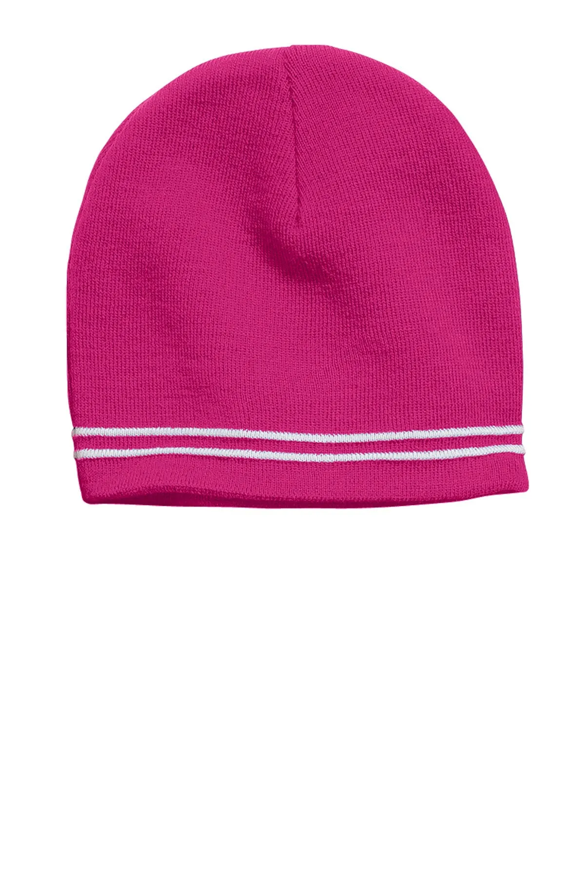 Sport-Tek Spectator Custom Beanies, Pink Raspberry/White